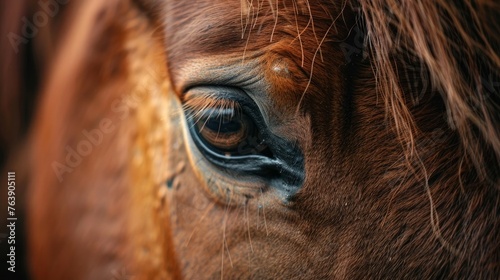 Close up of horse animal eye snout.
