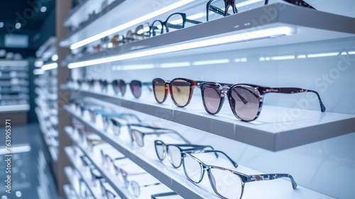 A store with many different types of glasses on display