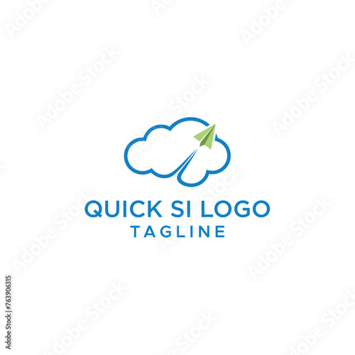 Cloud paper plane vector icon logo
