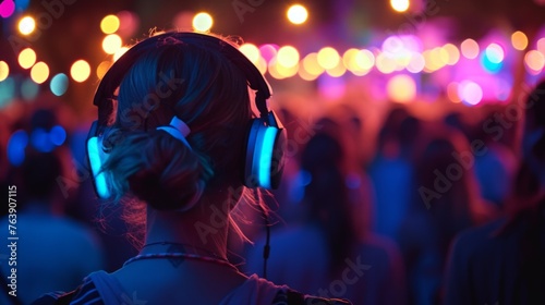Silent Disco Party with Neon Lights