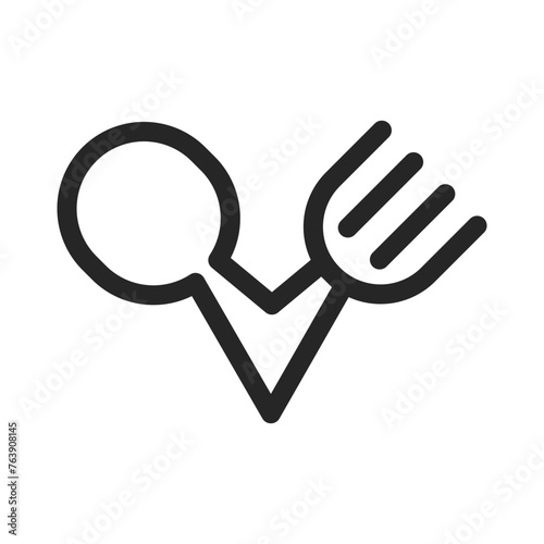 Food delivery symbol, pin on map for eat. Location caffe, restaurant or lunch point on the road for user interface.