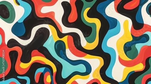 Vibrant squiggle pattern with a mix of colors for a playful and abstract background. photo