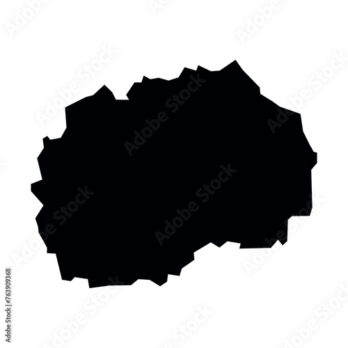 black vector macedonia map on white background