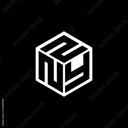 NYZ letter logo design with black background in illustrator, cube logo, vector logo, modern alphabet font overlap style. calligraphy designs for logo, Poster, Invitation, etc. photo