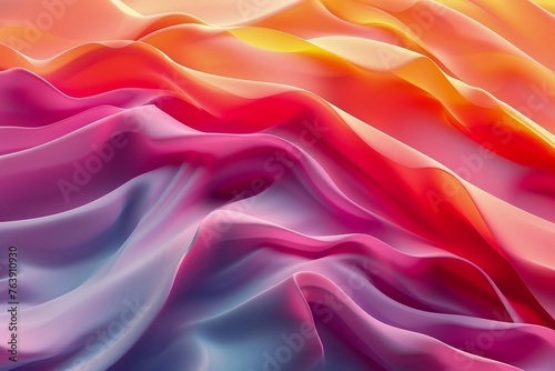 Vibrant Abstract Satin Fabric Background with Colorful Waves and Fluid Textures