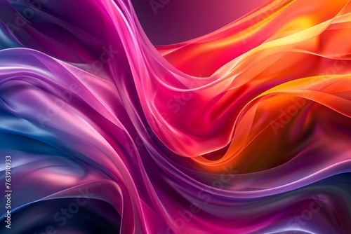 Vibrant Abstract Silk Fabric Wave Background with Flowing Colorful Gradient Textures for Creative Design Use