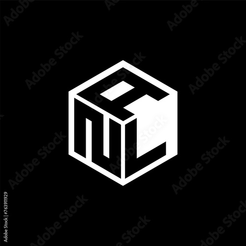NLA letter logo design with black background in illustrator, cube logo, vector logo, modern alphabet font overlap style. calligraphy designs for logo, Poster, Invitation, etc. photo