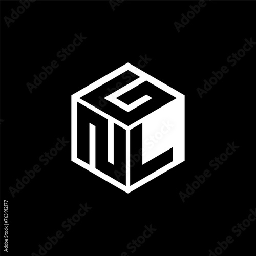 NLG letter logo design with black background in illustrator, cube logo, vector logo, modern alphabet font overlap style. calligraphy designs for logo, Poster, Invitation, etc. photo