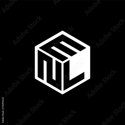 NLM letter logo design with black background in illustrator, cube logo, vector logo, modern alphabet font overlap style. calligraphy designs for logo, Poster, Invitation, etc. photo