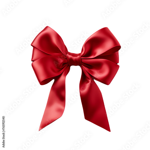 red satin bow for wrapping isolated on transparent background