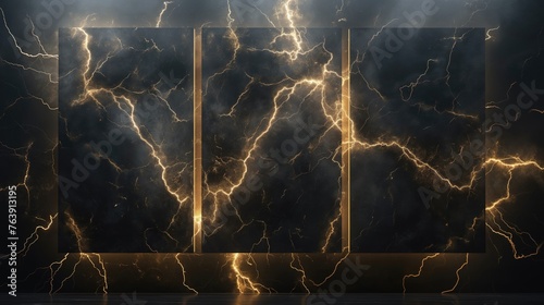 Collection lightning on the black background. AI