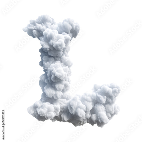 Cloud style letter L isolated on transparent background