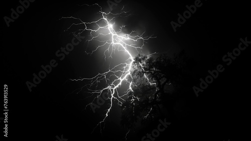 Lightning on the black background. AI