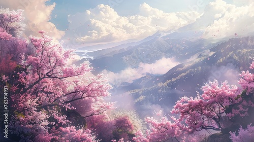 Gorgeous pink blossoms atop Summer Mountain