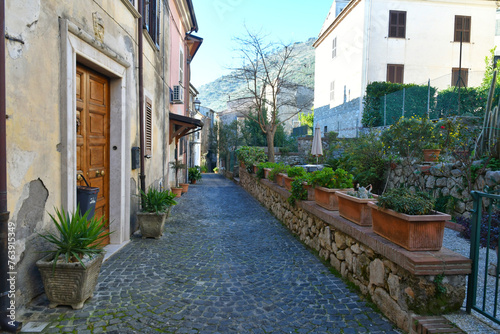 Fototapeta Naklejka Na Ścianę i Meble -  A street in San Giovanni Incarico, a medieval village in Lazio, Italy.
