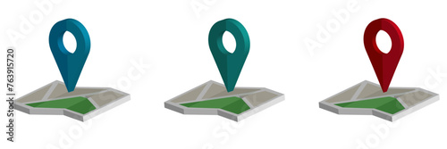 3D Realistic Location map pin gps pointer icon set gesign vector ilustration.