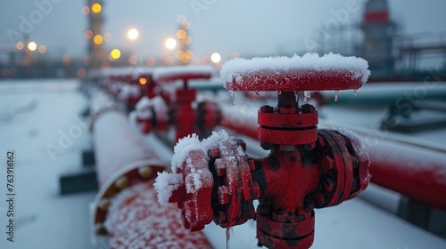 Pipe of gas from Russia to European Union, Valve on the main gas pipeline Russia, Sanctions concept. AI