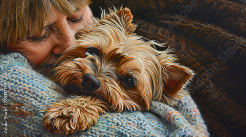 a Yorkshire Terrier and its owner