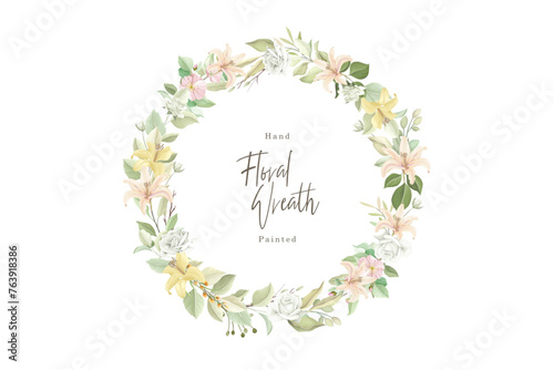 green and yellow floral wreath illustration