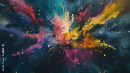 Different color Vibrant explosion of 3D particles