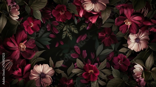 Floral background with flowers on right,Generative ai , 