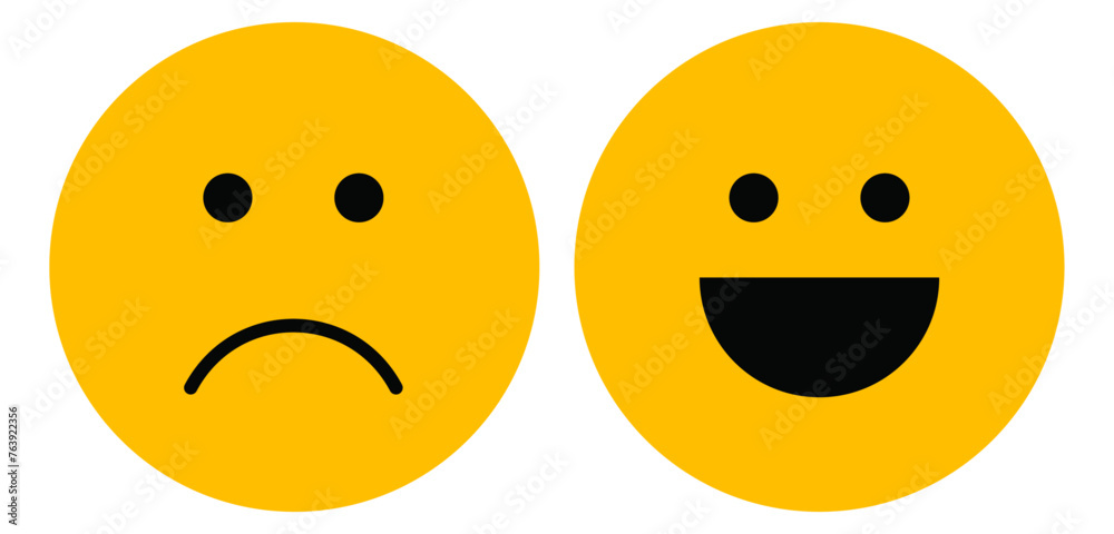 Fototapeta premium Satisfaction, Customer, Smiley Face, Sad, Quality emotions isolated on transparent.