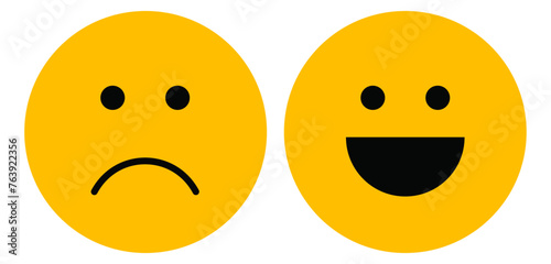 Satisfaction, Customer, Smiley Face, Sad, Quality emotions isolated on transparent.