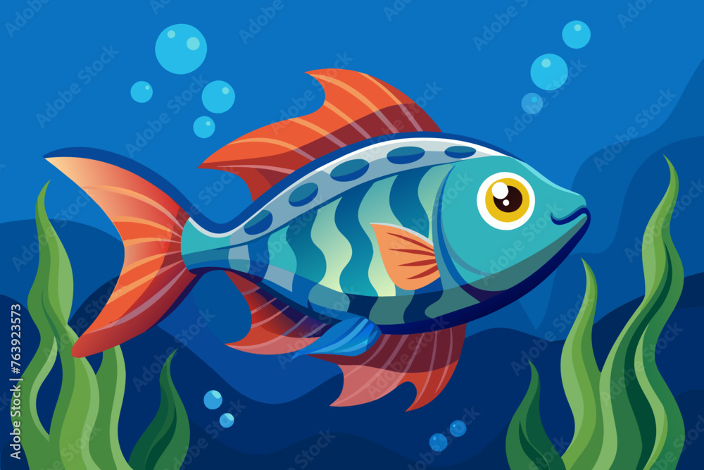Fish in the water vector arts illustration