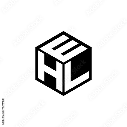HLE letter logo design with white background in illustrator, cube logo, vector logo, modern alphabet font overlap style. calligraphy designs for logo, Poster, Invitation, etc. photo
