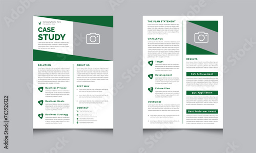 Case Study Design Layout With Green Template Accents