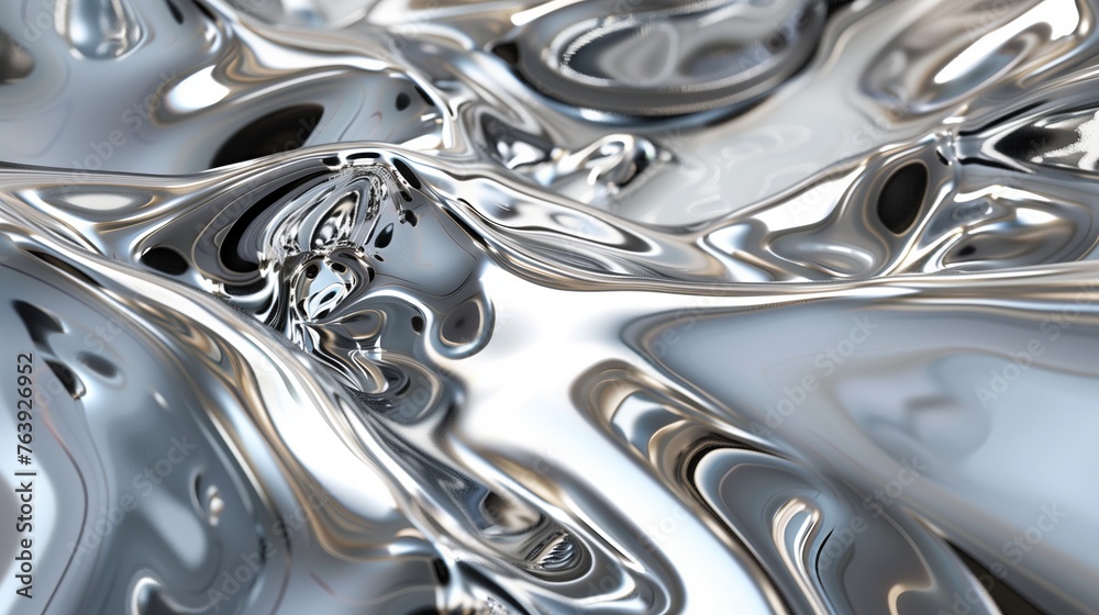 Liquid silver, close up, flowing waves, silver waves, liquid metal, abstract. Generated by artificial intelligence. Liquid silver, close up, flowing waves, silver waves, liquid metal, abstract. Generated by artificial intelligence.