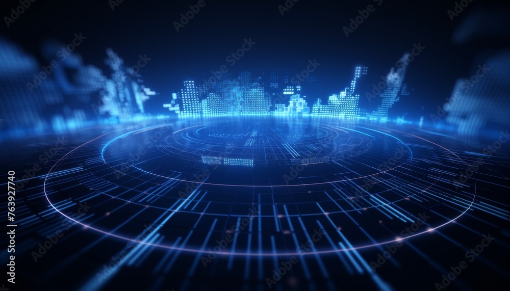Fototapeta premium Modern hi-tech background. Blue futuristic background. Digital concept background.
