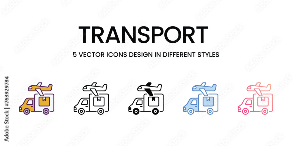 Transport  icons set in different style vector stock illustration