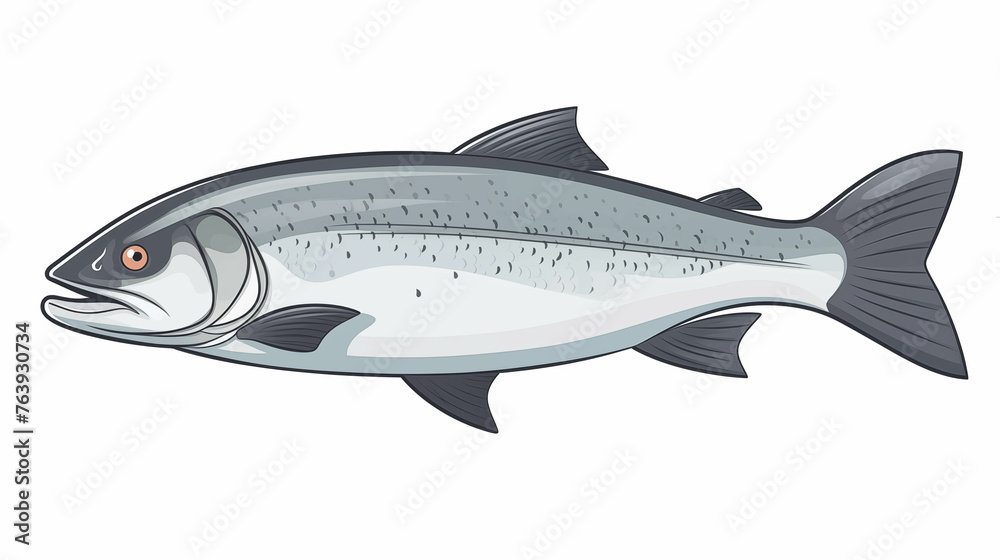 Salmon drawing on a white background. Salmon drawing on a white background.