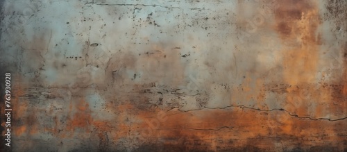 A detailed view of a weathered metal surface showing a rusty brown hue, resembling a unique artwork with intricate patterns similar to wood grain or soil texture © 2rogan