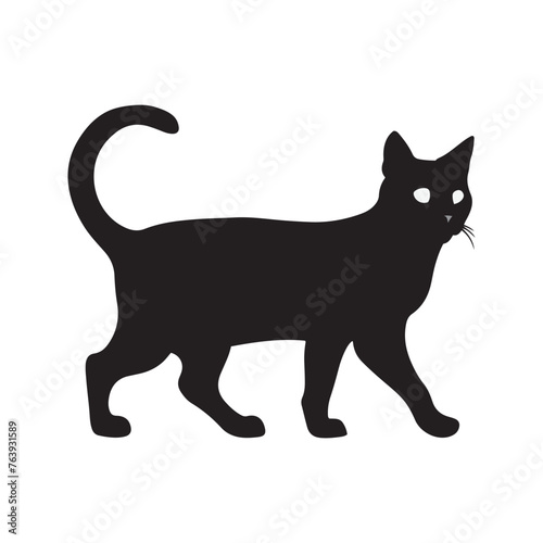 Walking Cat Silhouette vector Art Illustration