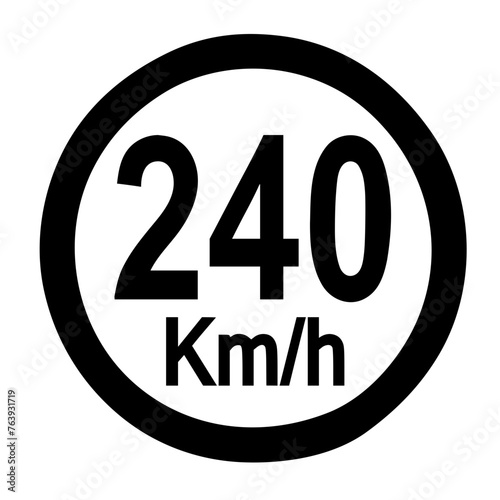Speed limit sign 150 km h icon vector illustration photo