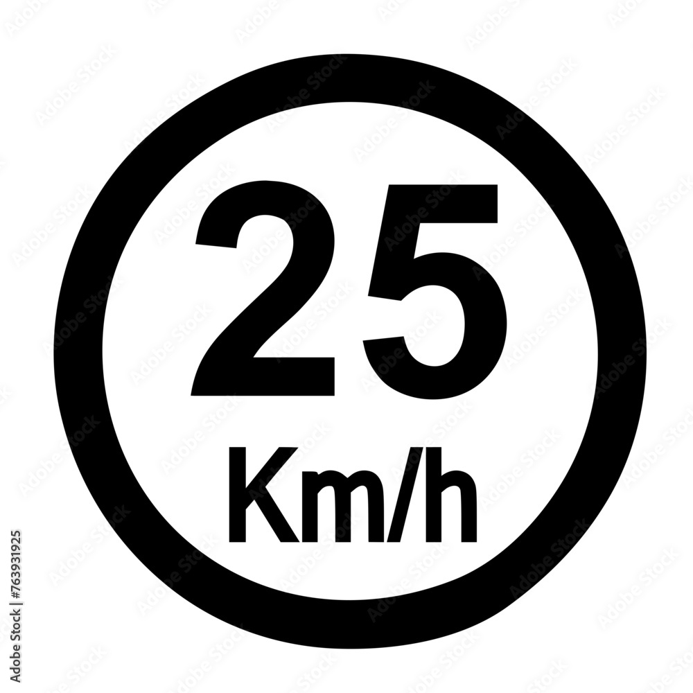 Speed limit sign 25 km h icon vector illustration