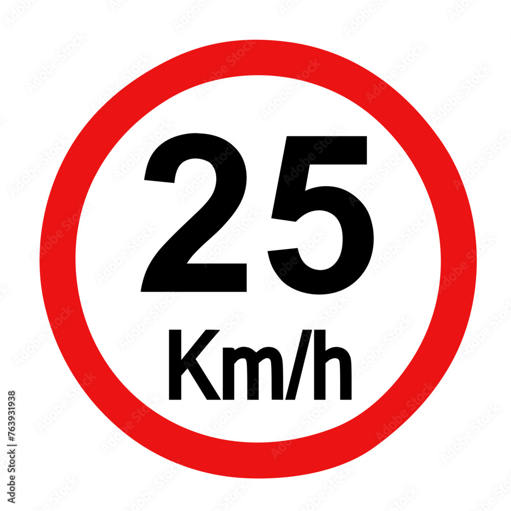 Speed limit sign 25 km h icon vector illustration Speed limit sign 25 km h icon vector illustration