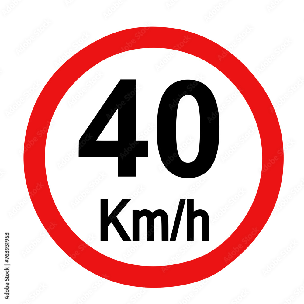 Speed limit sign 40 km h icon vector illustration Speed limit sign 40 km h icon vector illustration