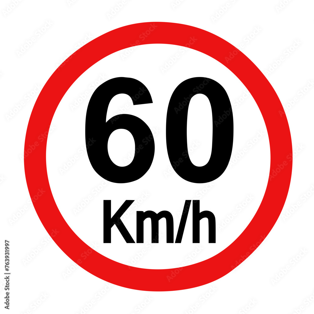 Speed limit sign 60 km h icon vector illustration Speed limit sign 60 km h icon vector illustration