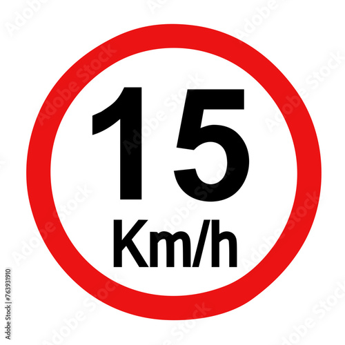 Speed limit sign 15 km h icon vector illustration