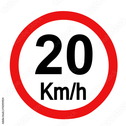 Speed limit sign 20 km h icon vector illustration