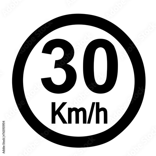 Speed limit sign 30 km h icon vector illustration