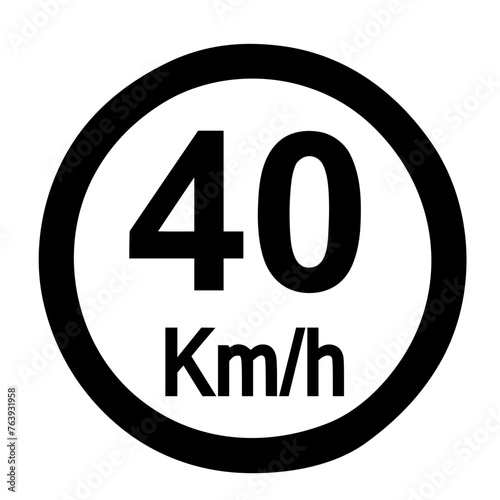 Speed limit sign 40 km h icon vector illustration photo