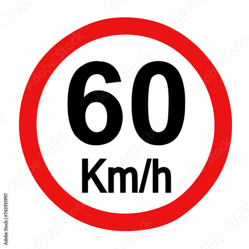 Wallpaper Mural Speed limit sign 60 km h icon vector illustration Torontodigital.ca