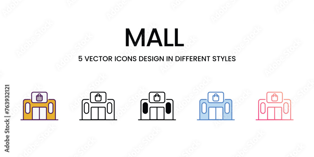 Mall icons set in different style vector stock illustration Mall icons set in different style vector stock illustration