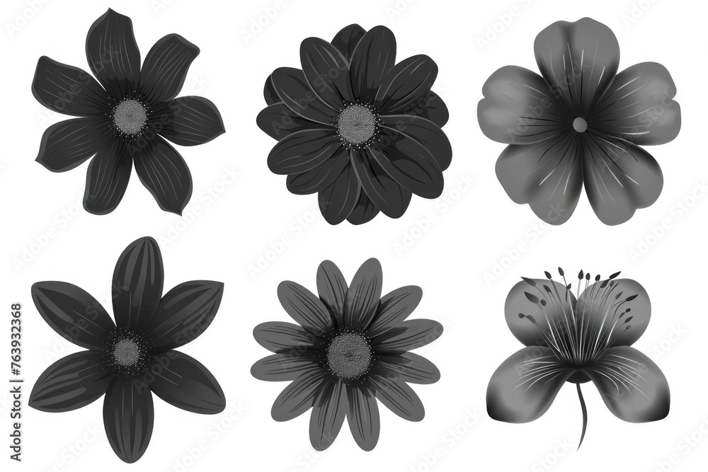 Black color flower shape collection.