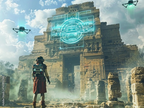 Plakat High tech treasure hunt in ancient ruins