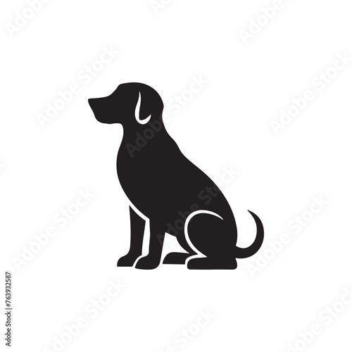 Sitting Dog Silhouette Vector Illustration White Background